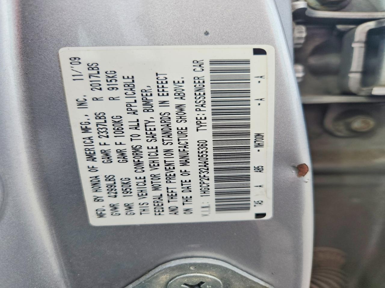 2010 Honda Accord Lx Silver vin: 1HGCP2F32AA055360