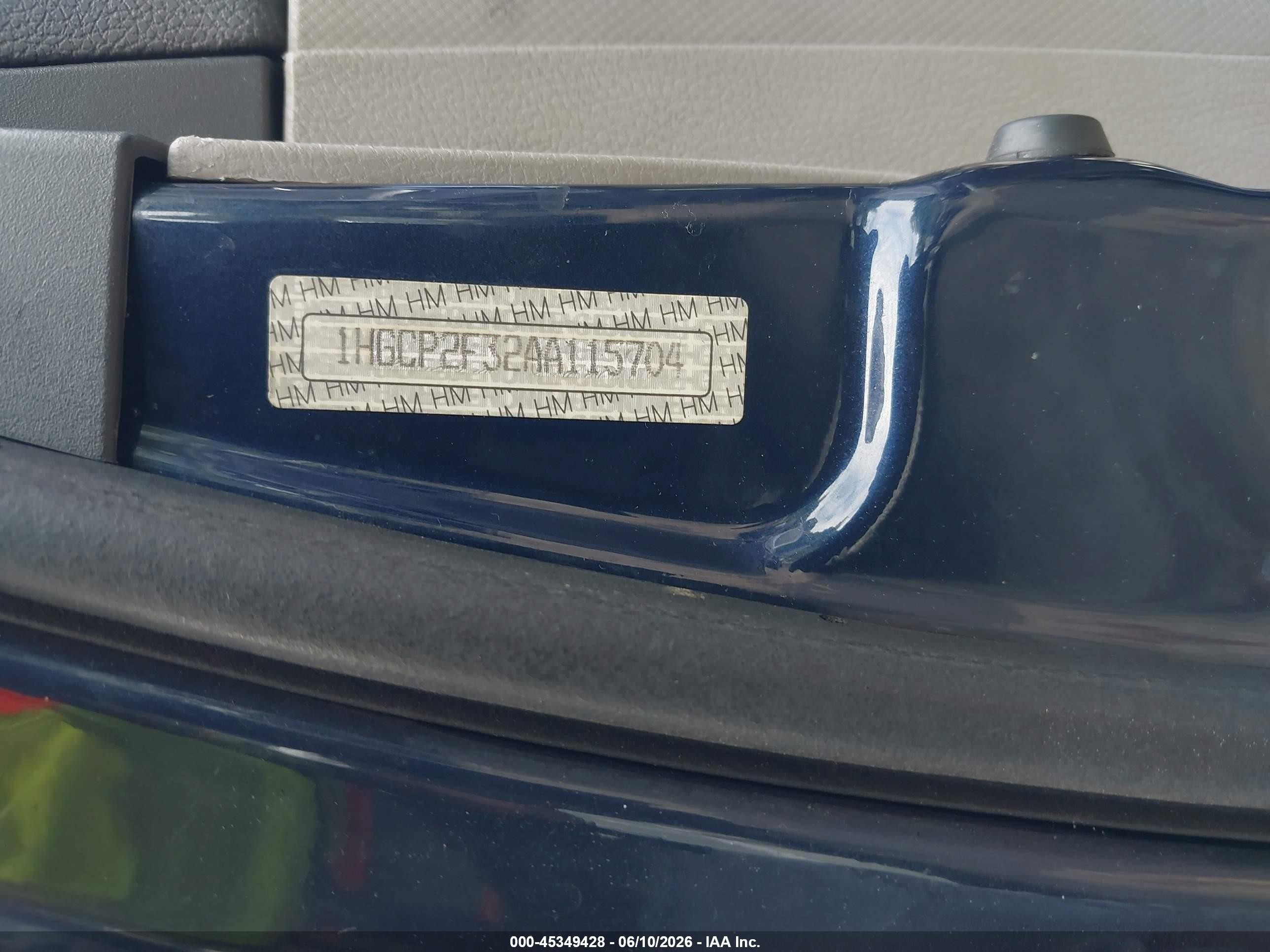2010 Honda Accord 2.4 Lx Dark Blue vin: 1HGCP2F32AA115704