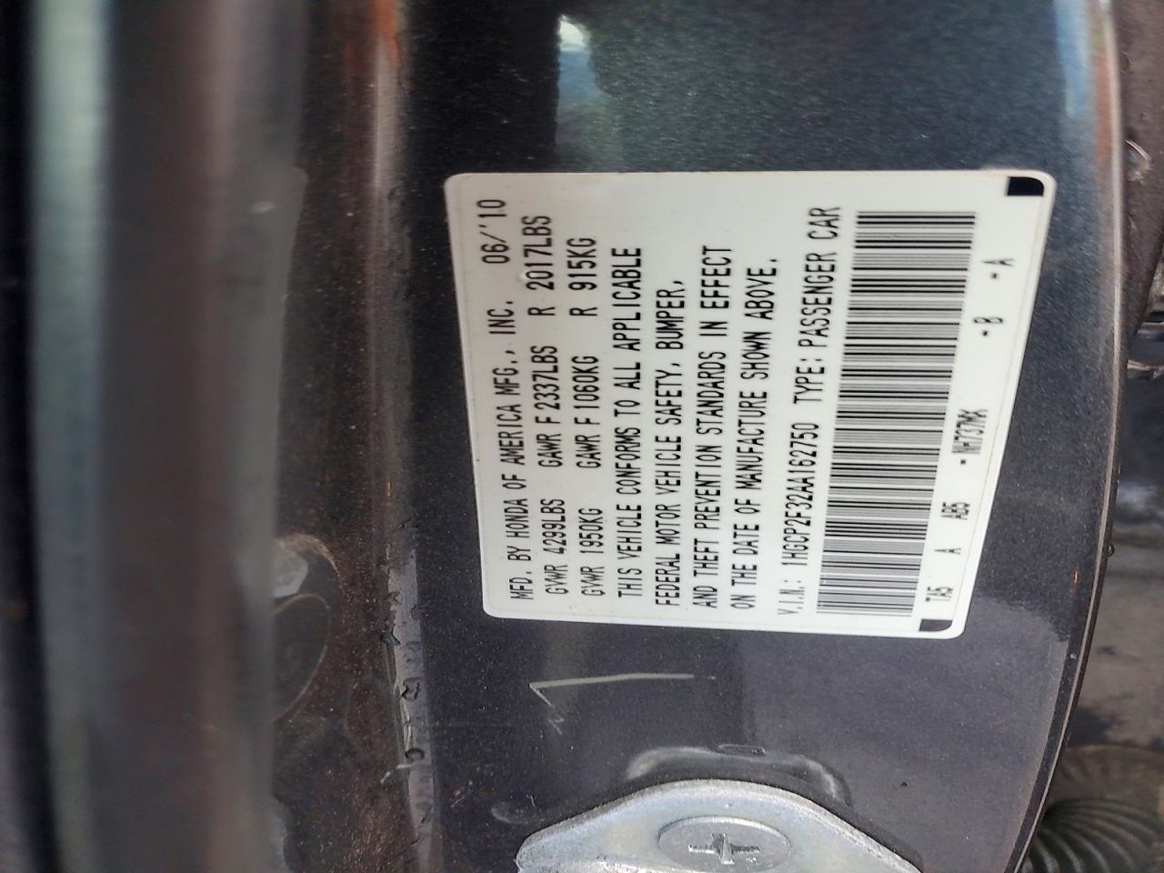 2010 Honda Accord Lx Gray vin: 1HGCP2F32AA162750