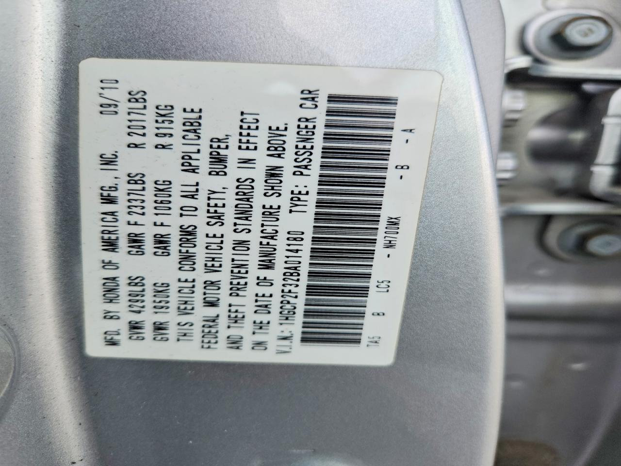 2011 Honda Accord Lx Silver vin: 1HGCP2F32BA014180