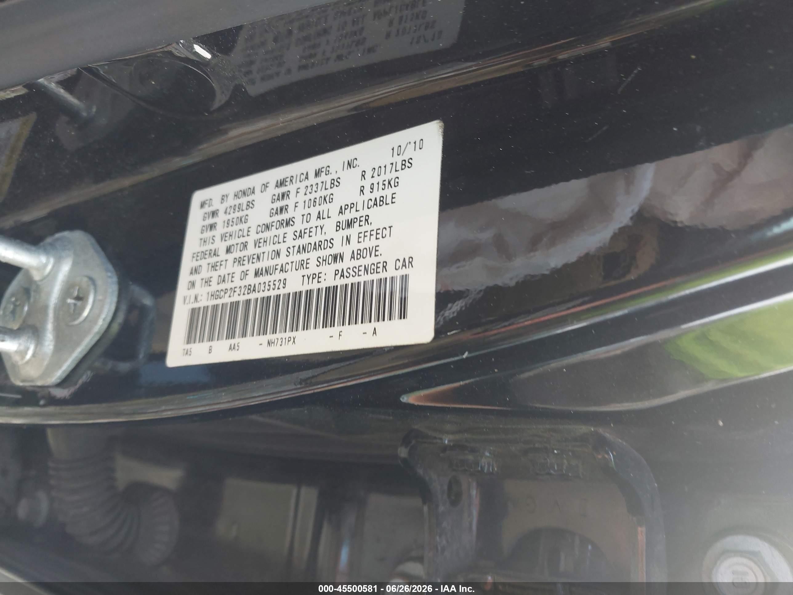 2011 Honda Accord 2.4 Lx Black vin: 1HGCP2F32BA035529