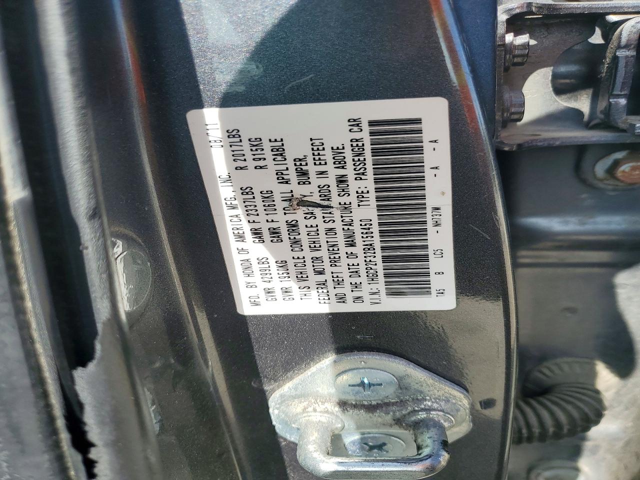 2011 Honda Accord Lx Gray vin: 1HGCP2F32BA156450