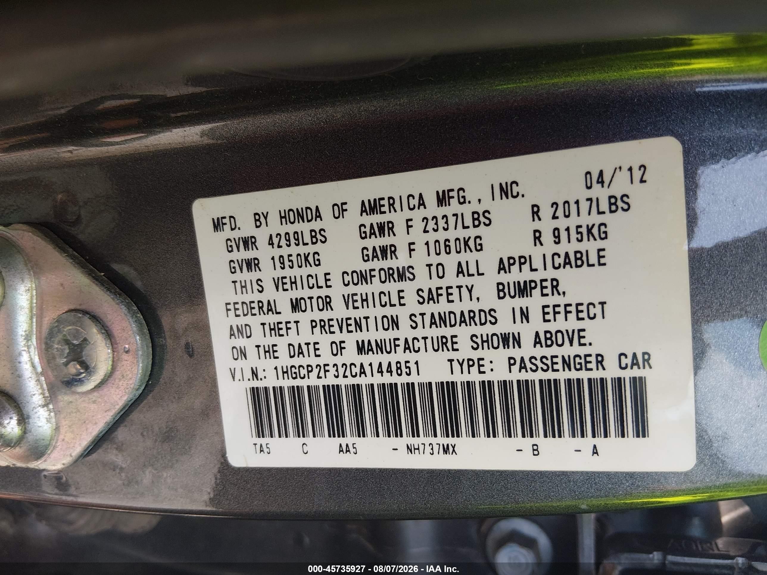 2012 Honda Accord Sdn Lx Silver vin: 1HGCP2F32CA144851
