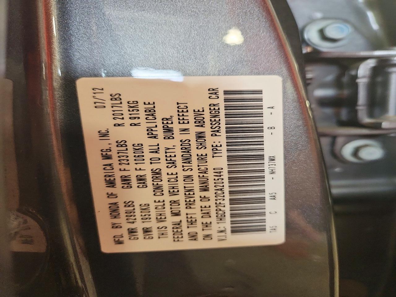 2012 Honda Accord Lx Gray vin: 1HGCP2F32CA205440