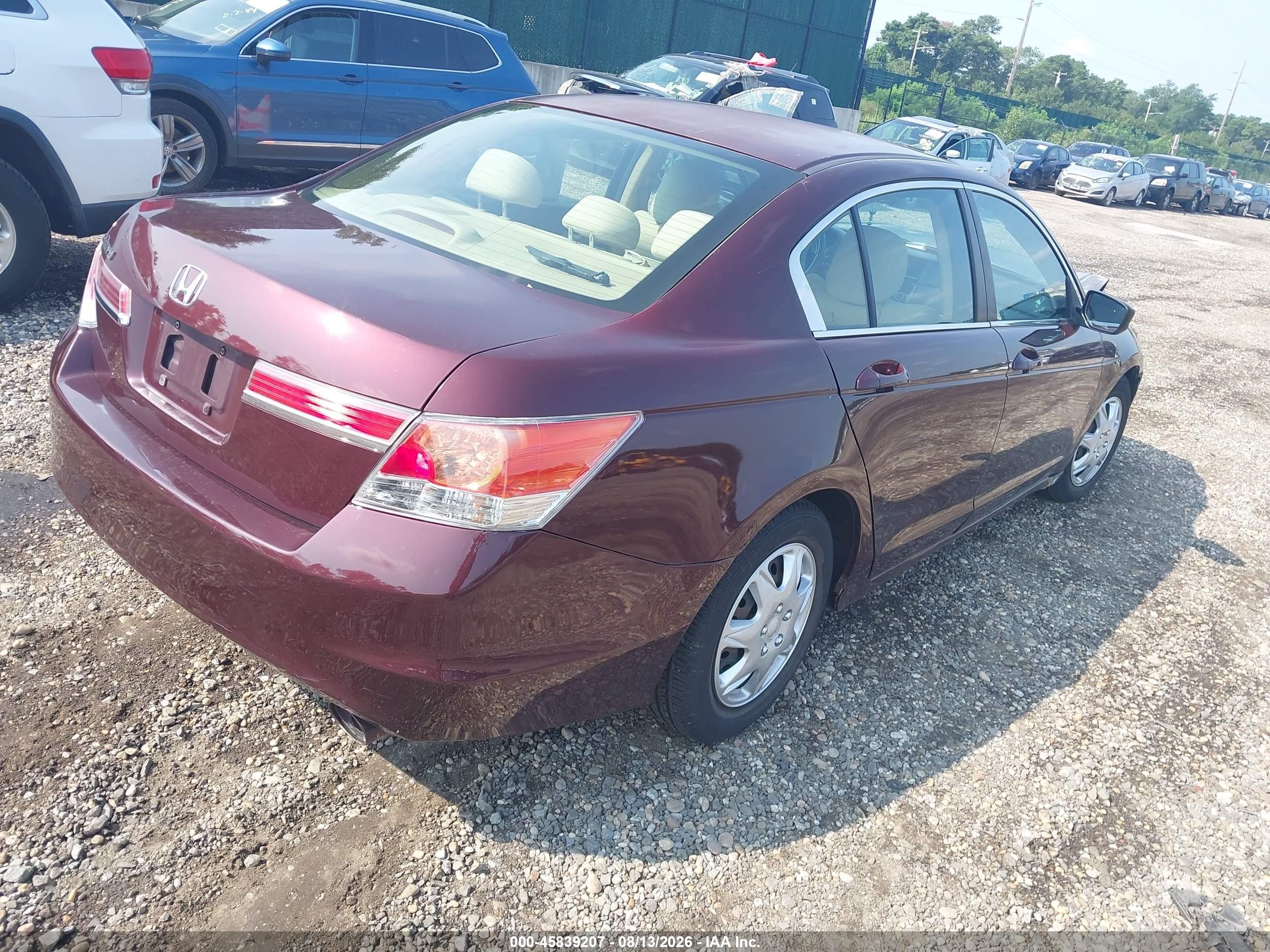 2012 Honda Accord Sdn Lx Burgundy vin: 1HGCP2F32CA208418