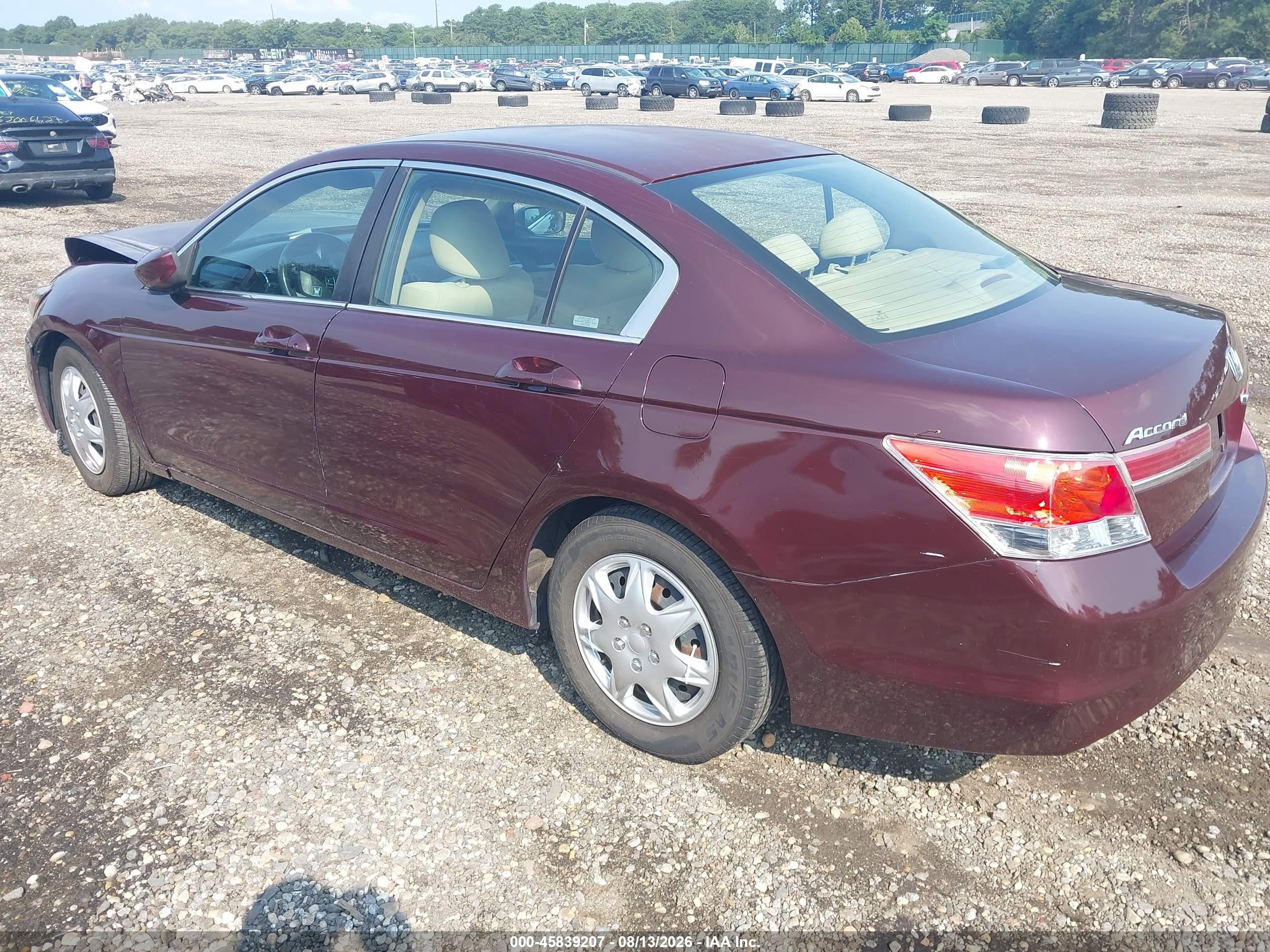 2012 Honda Accord Sdn Lx Burgundy vin: 1HGCP2F32CA208418