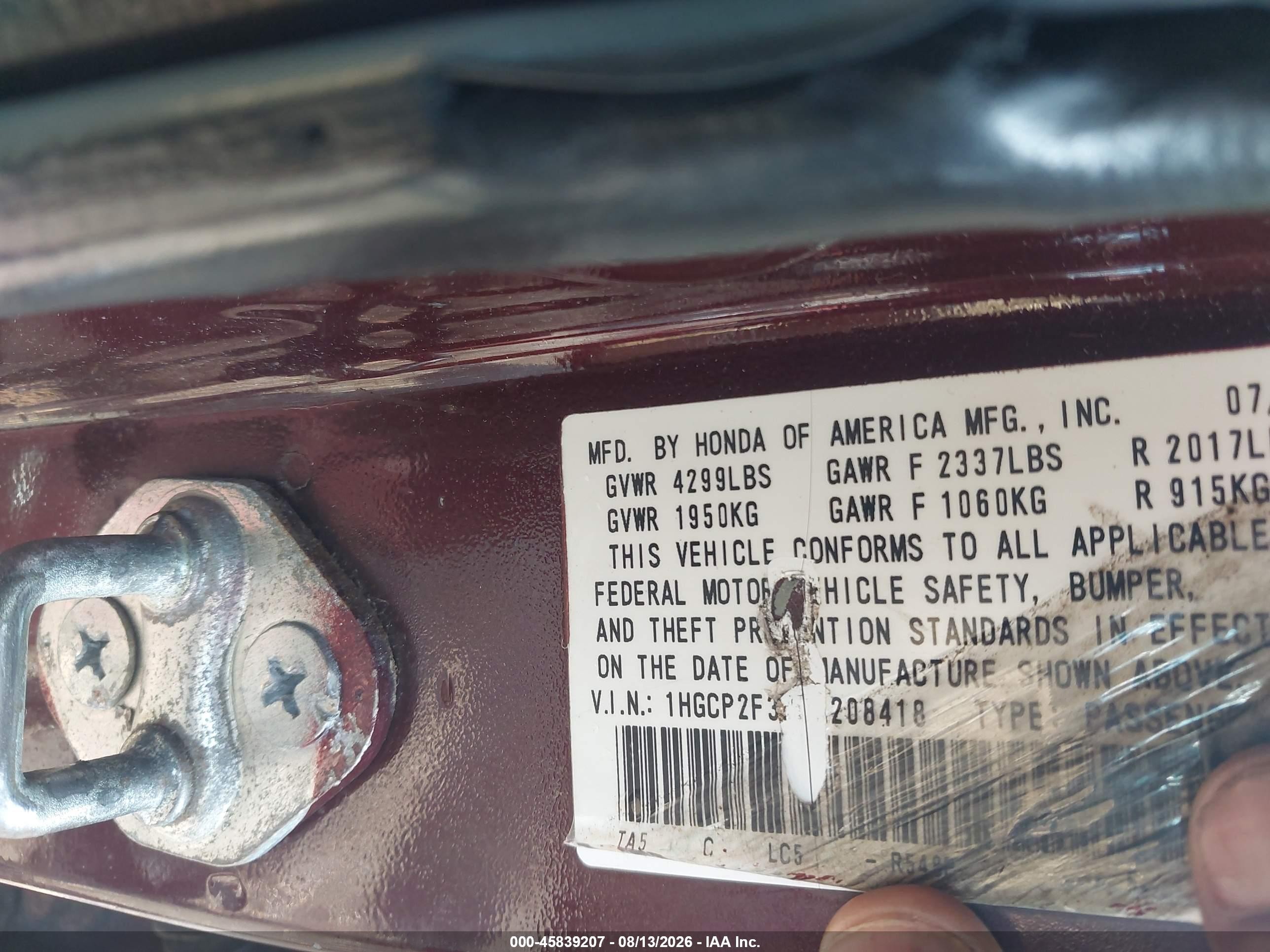 2012 Honda Accord Sdn Lx Burgundy vin: 1HGCP2F32CA208418