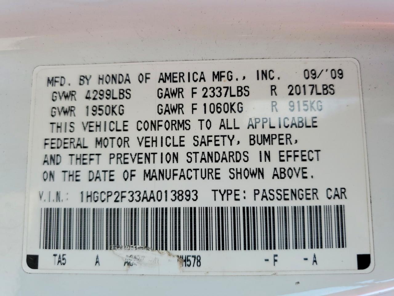 2010 Honda Accord Lx White vin: 1HGCP2F33AA013893