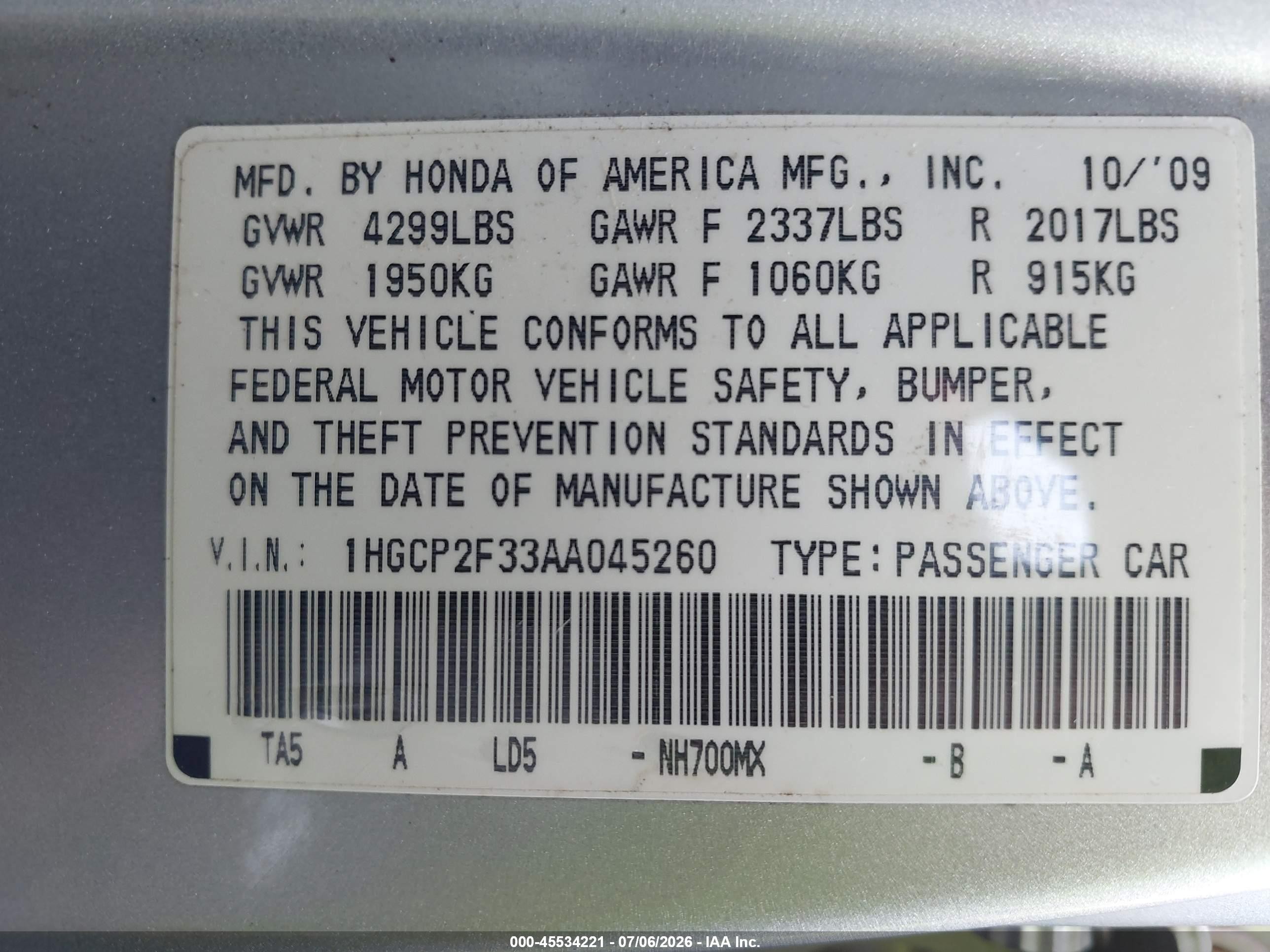 2010 Honda Accord 2.4 Lx Silver vin: 1HGCP2F33AA045260