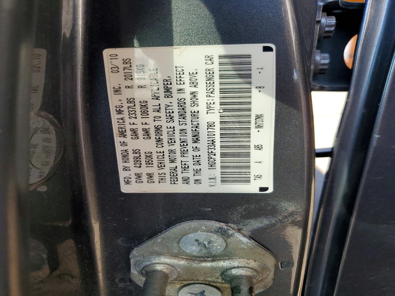 2010 Honda Accord Lx Gray vin: 1HGCP2F33AA101780