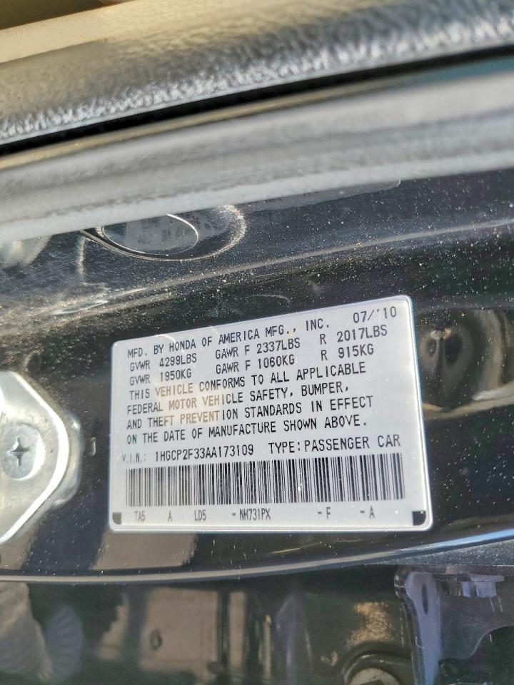 2010 Honda Accord Lx Black vin: 1HGCP2F33AA173109