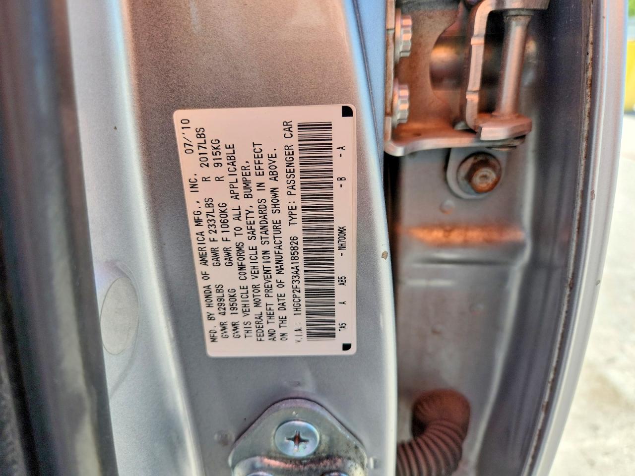 2010 Honda Accord Lx Silver vin: 1HGCP2F33AA185826