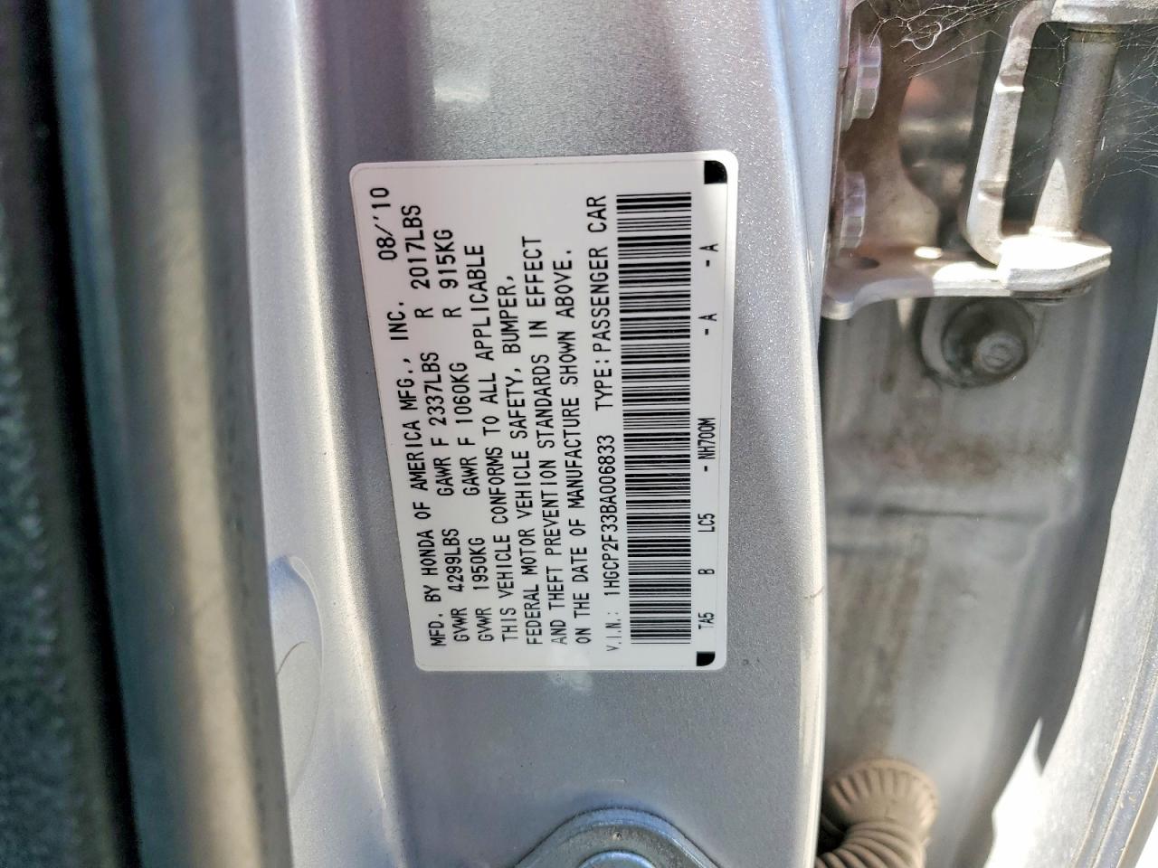 2011 Honda Accord Lx Silver vin: 1HGCP2F33BA006833