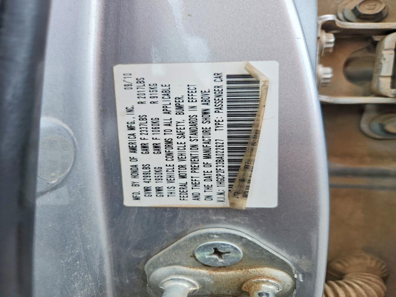 2011 Honda Accord Lx Silver vin: 1HGCP2F33BA022627