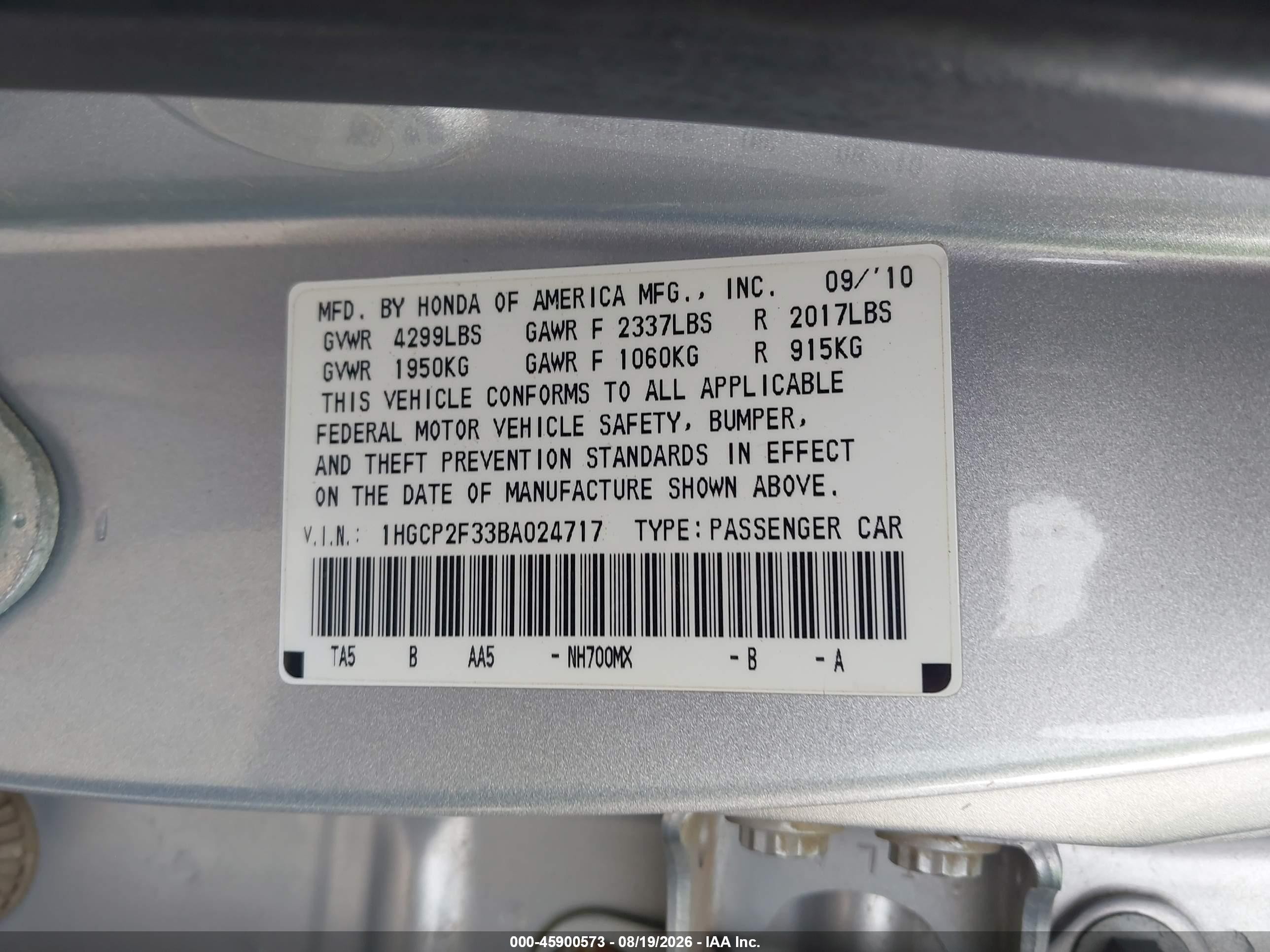 2011 Honda Accord 2.4 Lx Silver vin: 1HGCP2F33BA024717