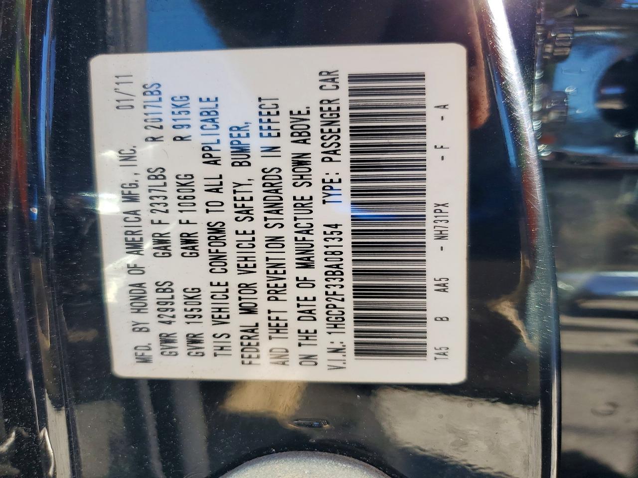 2011 Honda Accord Lx Black vin: 1HGCP2F33BA081354