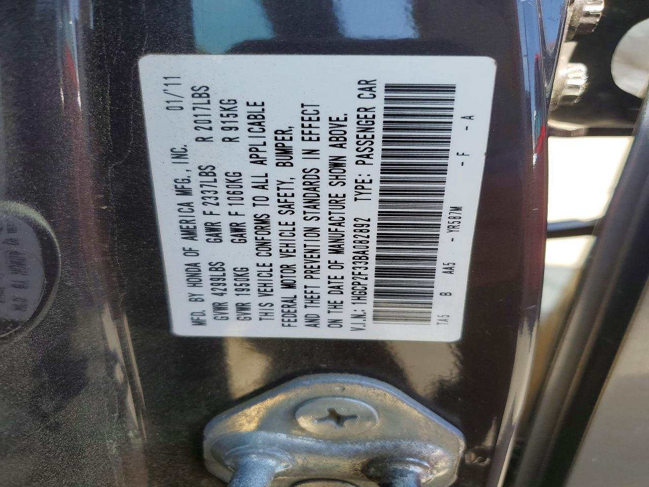 2011 Honda Accord Lx Gray vin: 1HGCP2F33BA082892