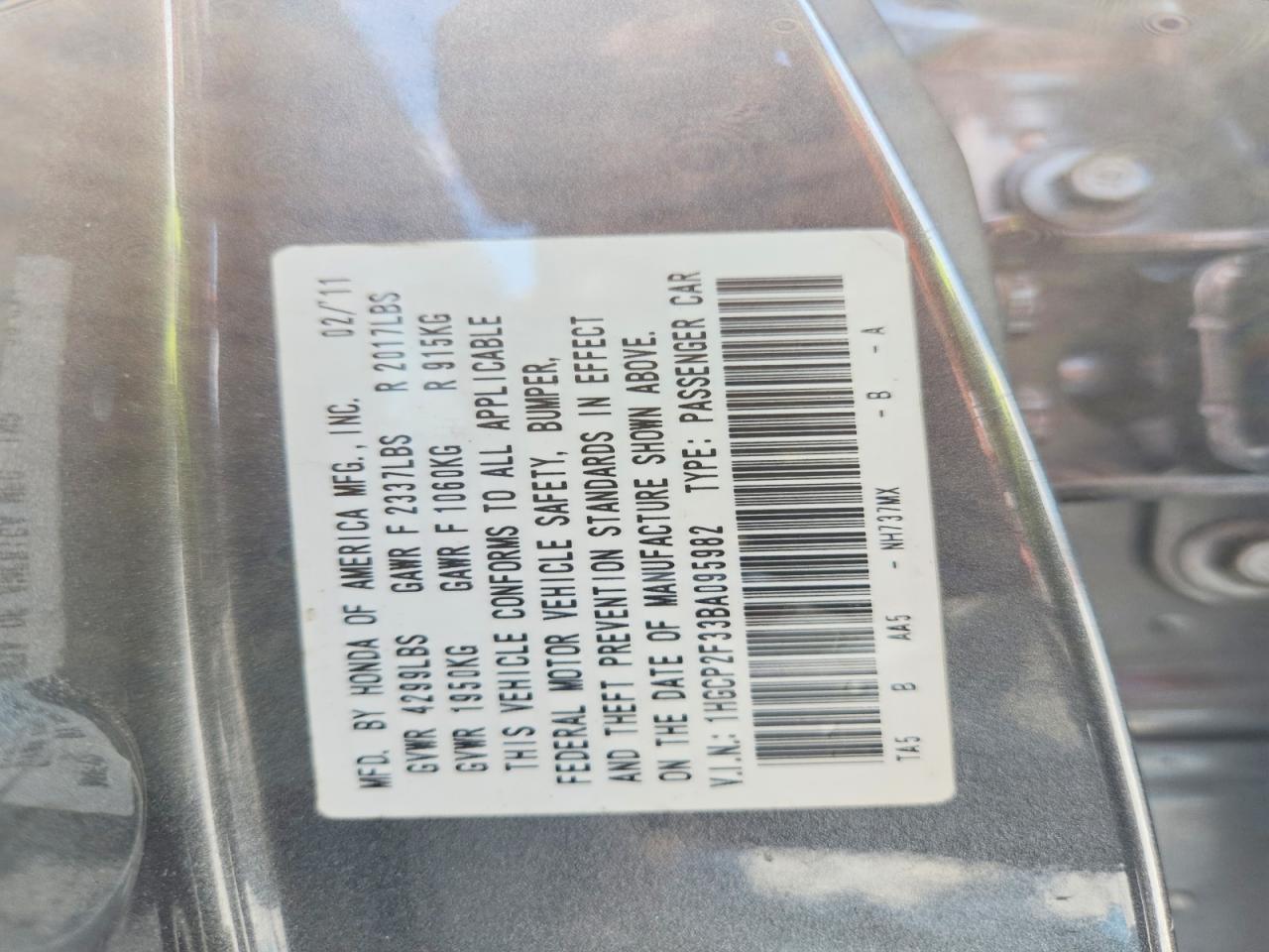 2011 Honda Accord Lx Gray vin: 1HGCP2F33BA095982