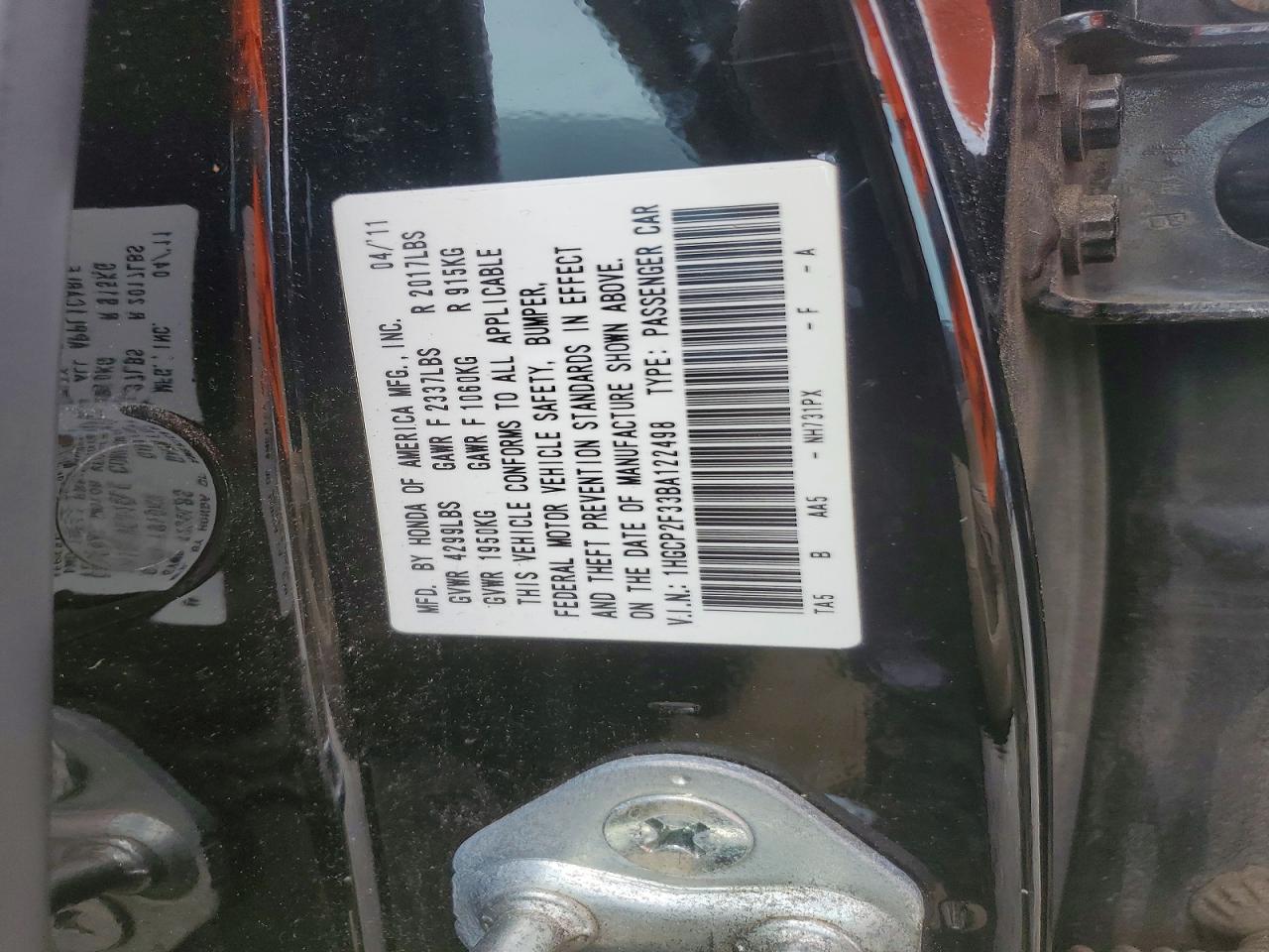 2011 Honda Accord Lx Black vin: 1HGCP2F33BA122498