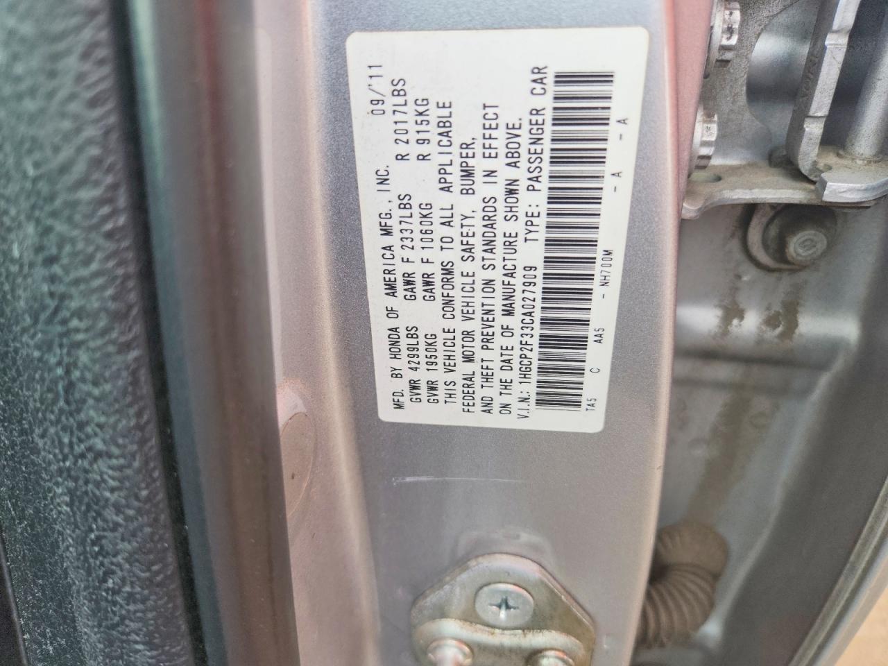 2012 Honda Accord Lx Silver vin: 1HGCP2F33CA027909