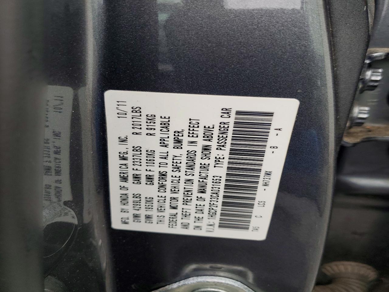 2012 Honda Accord Lx Gray vin: 1HGCP2F33CA031653