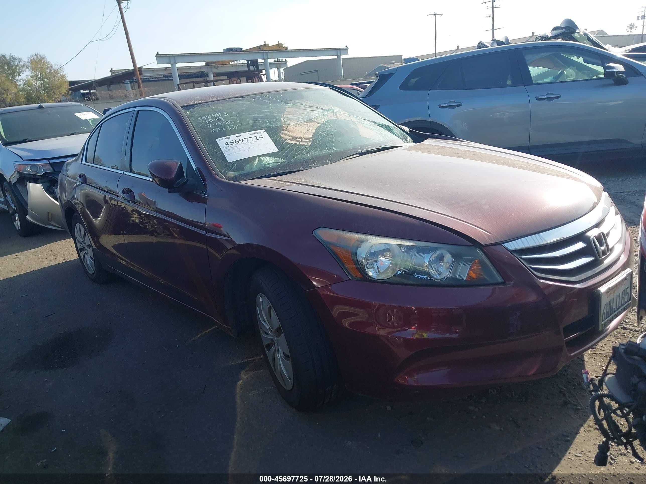 2012 Honda Accord Sdn Lx Burgundy vin: 1HGCP2F33CA114354