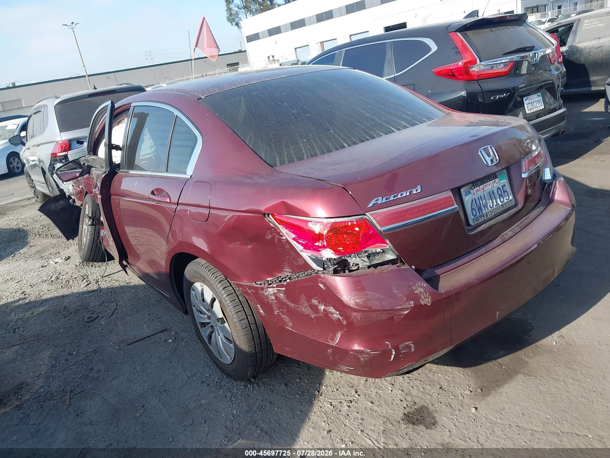 2012 Honda Accord Sdn Lx Burgundy vin: 1HGCP2F33CA114354