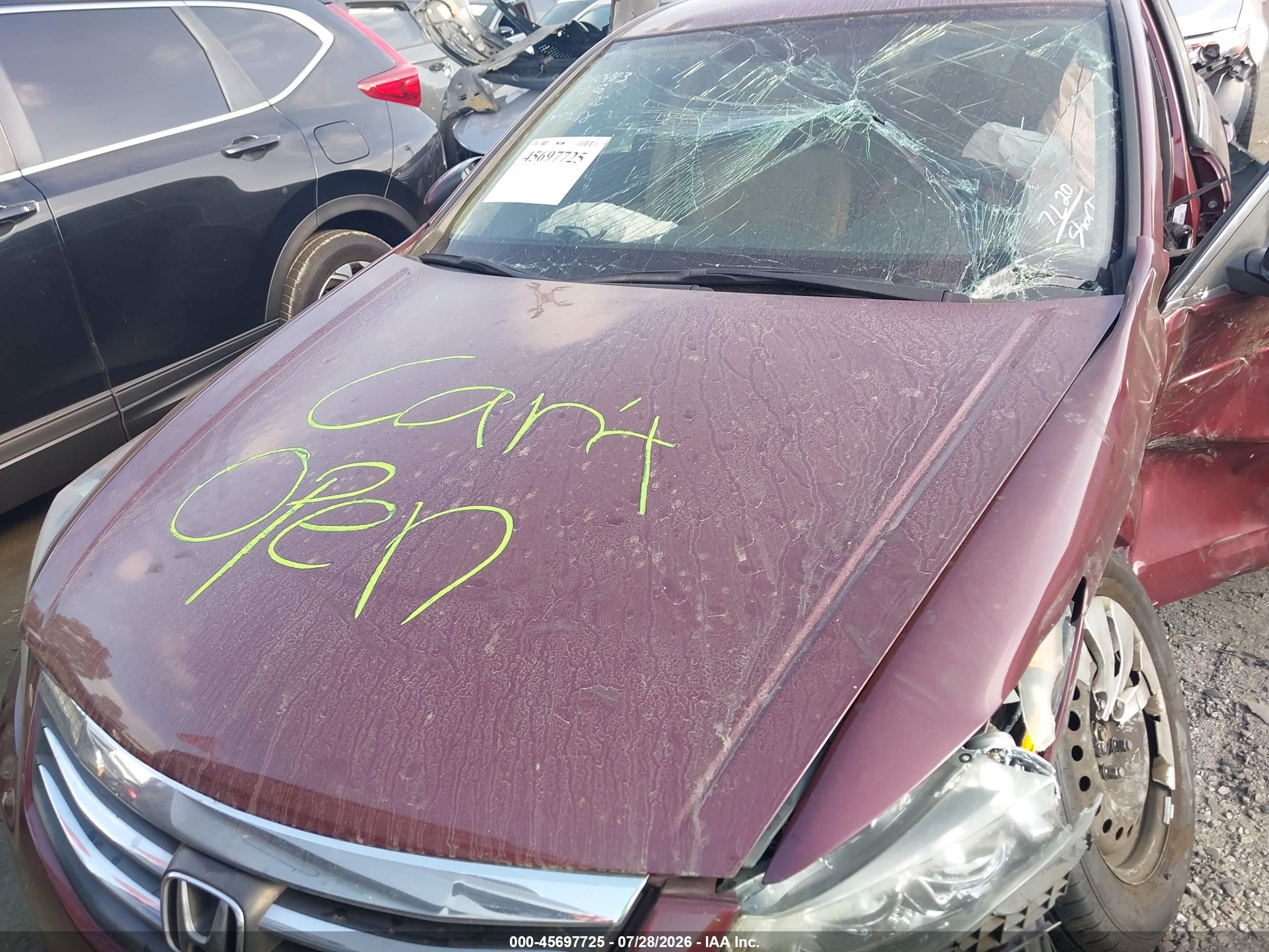 2012 Honda Accord Sdn Lx Burgundy vin: 1HGCP2F33CA114354