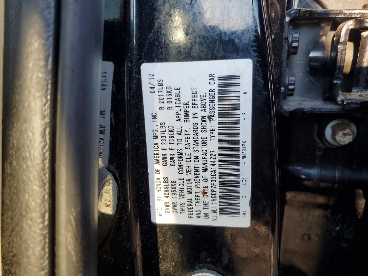2012 Honda Accord Lx Black vin: 1HGCP2F33CA144227
