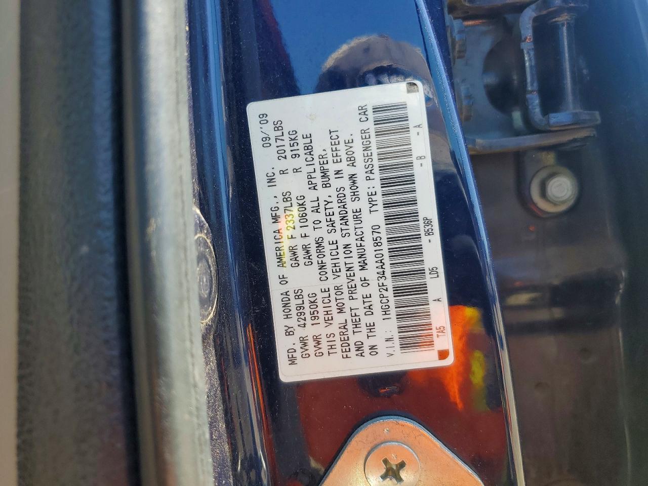 2010 Honda Accord Lx Синий vin: 1HGCP2F34AA018570