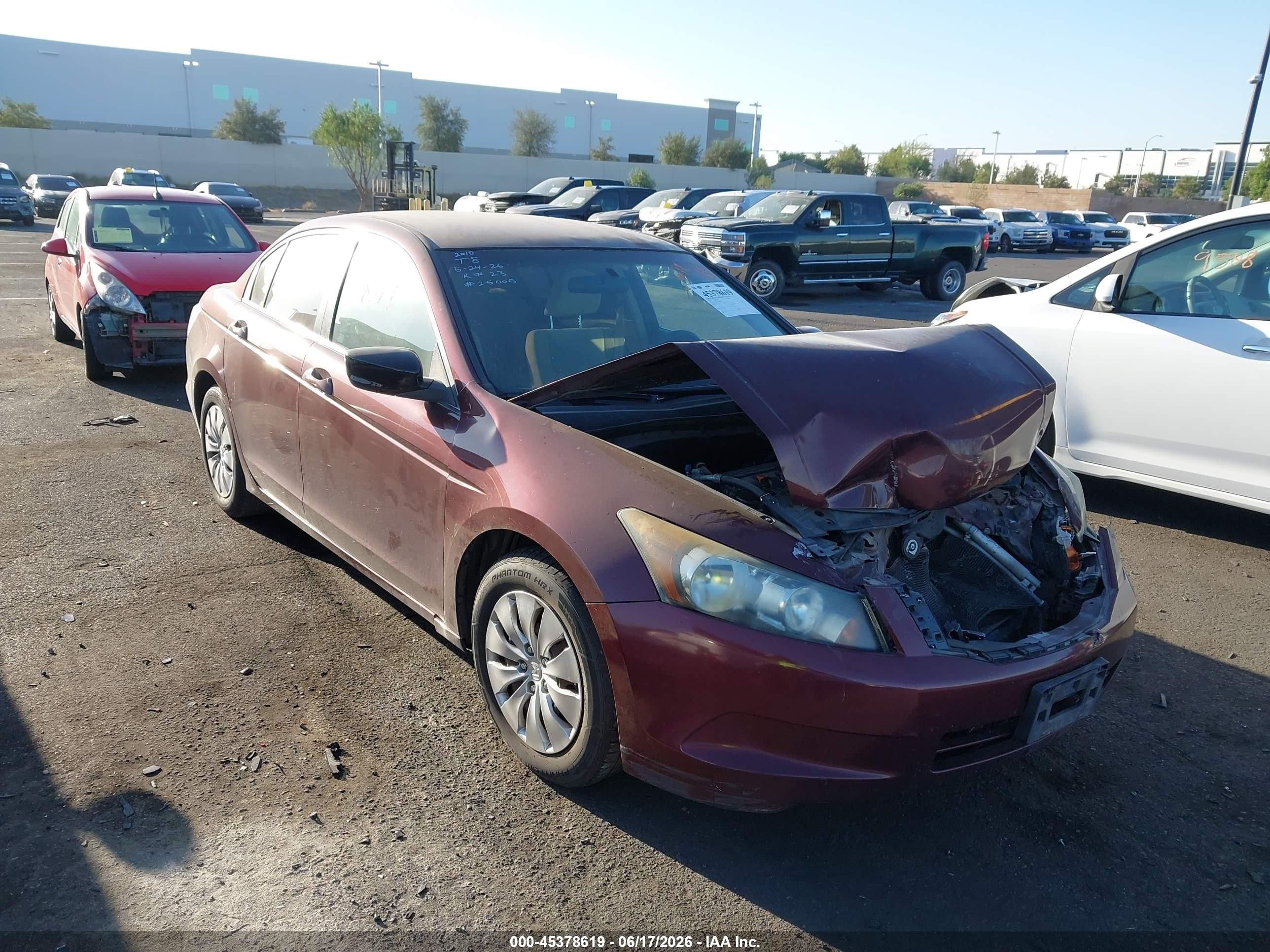 2010 Honda Accord 2.4 Lx Maroon vin: 1HGCP2F34AA092913