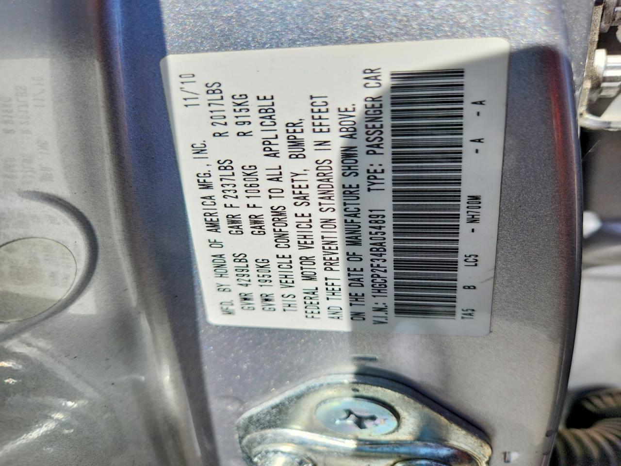 2011 Honda Accord Lx Silver vin: 1HGCP2F34BA054891