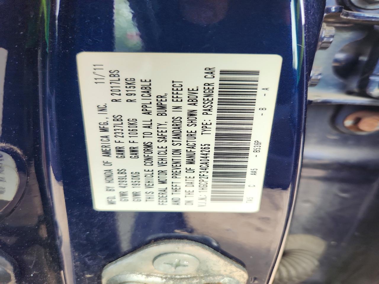 2012 Honda Accord Lx Blue vin: 1HGCP2F34CA044265