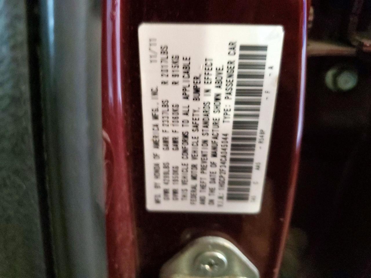 2012 Honda Accord Lx Burgundy vin: 1HGCP2F34CA045044