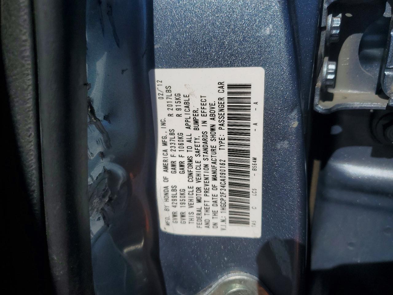 2012 Honda Accord Lx Blue vin: 1HGCP2F34CA090162