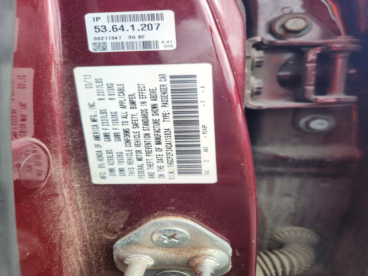 2012 Honda Accord Lx Maroon vin: 1HGCP2F34CA115934