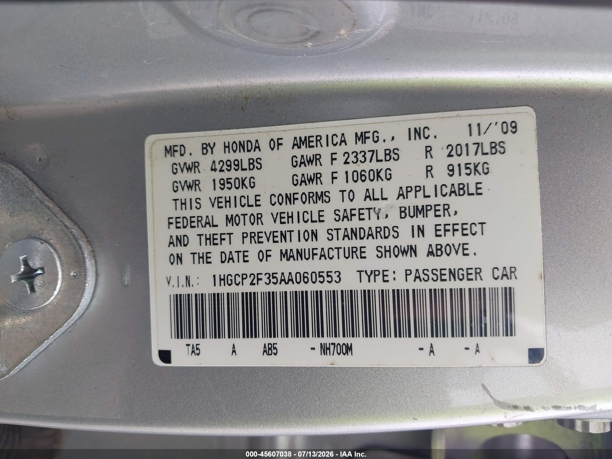 2010 Honda Accord 2.4 Lx Silver vin: 1HGCP2F35AA060553