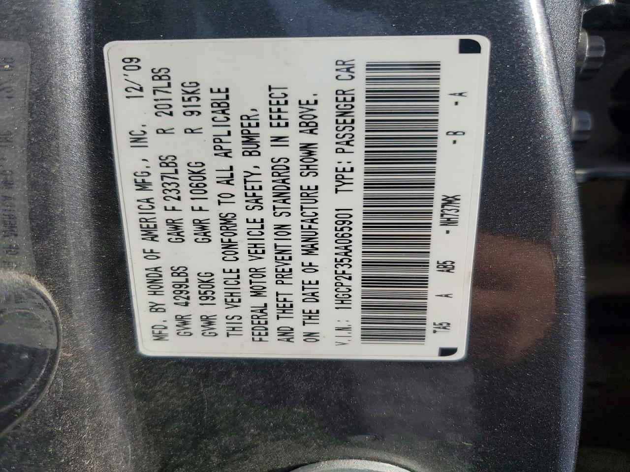 2010 Honda Accord Lx Gray vin: 1HGCP2F35AA065901
