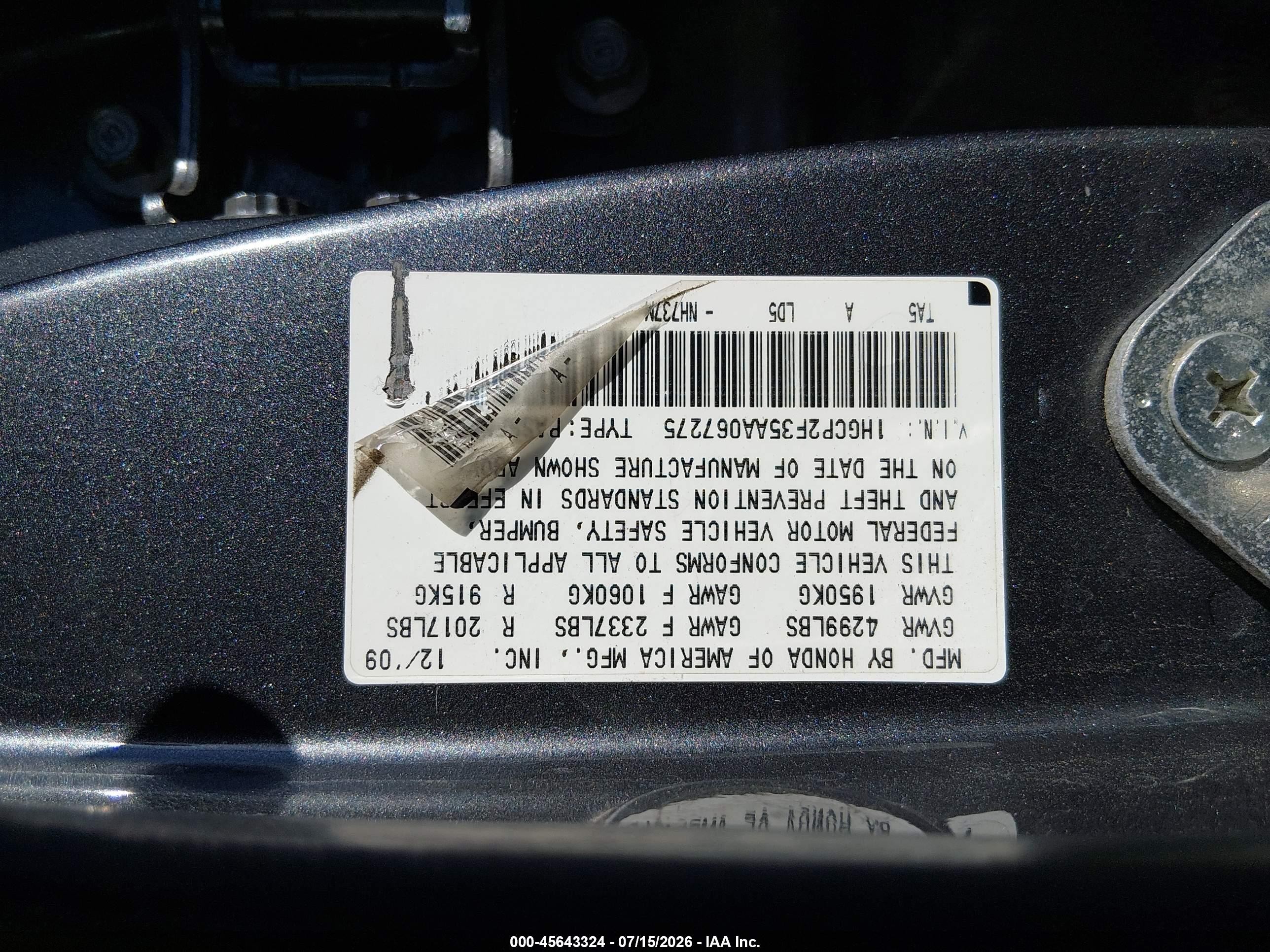 2010 Honda Accord 2.4 Lx Gray vin: 1HGCP2F35AA067275