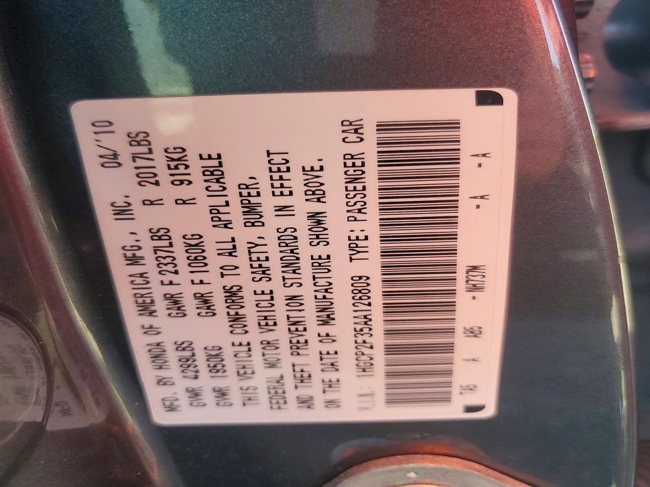 2010 Honda Accord Lx Gray vin: 1HGCP2F35AA126809