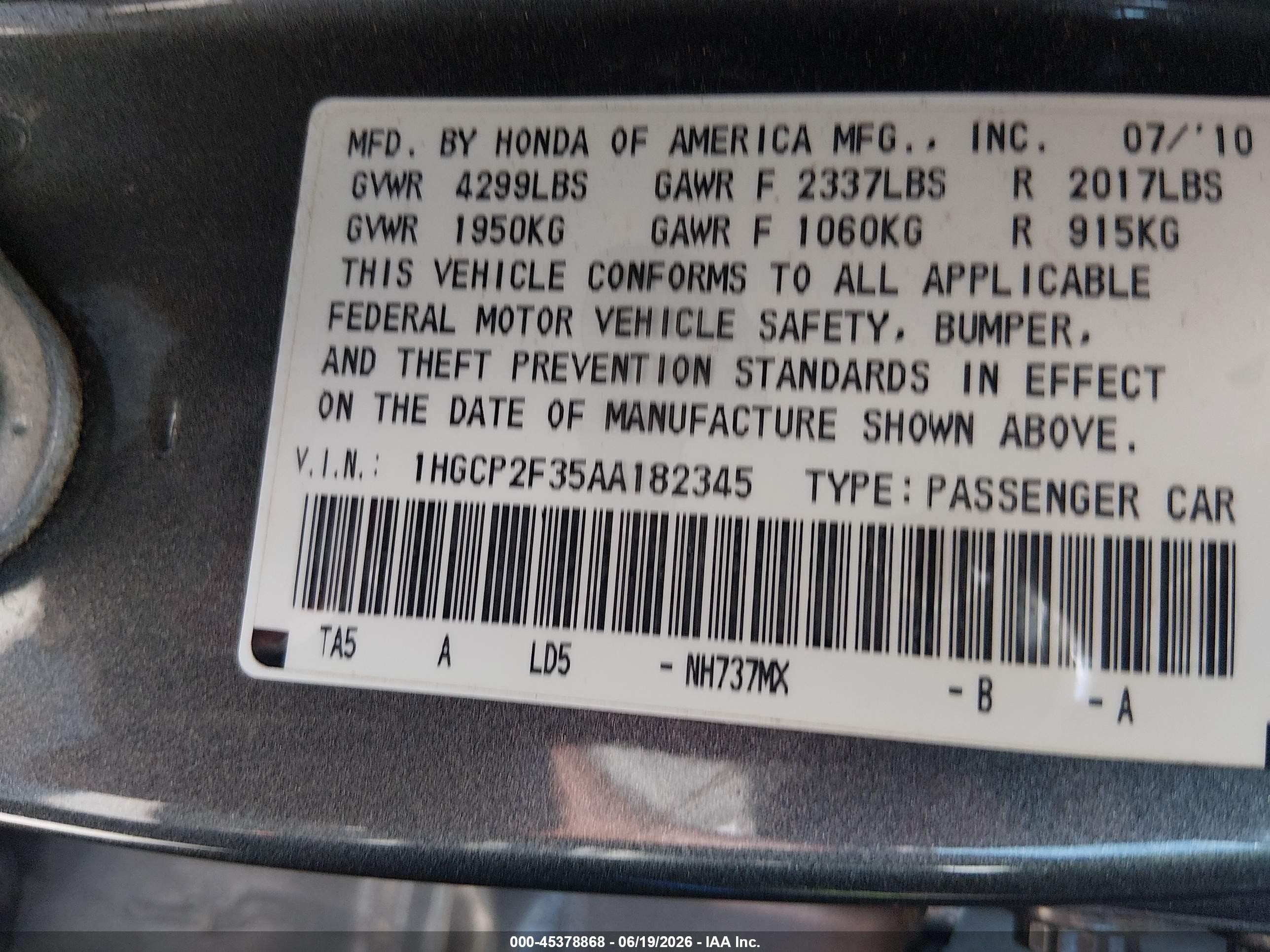 2010 Honda Accord 2.4 Lx Silver vin: 1HGCP2F35AA182345
