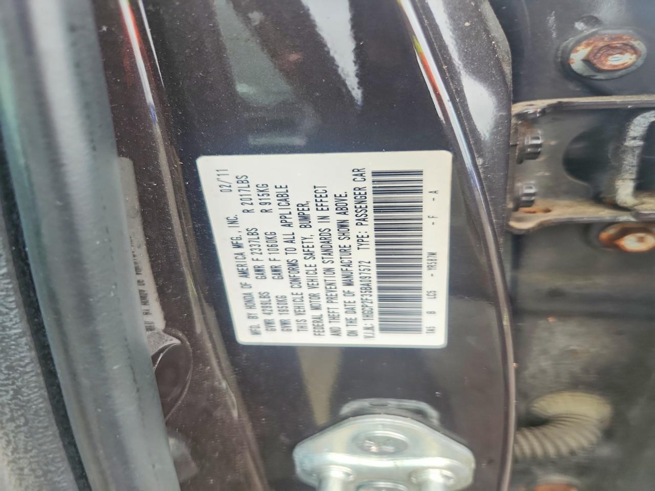2011 Honda Accord Lx Gray vin: 1HGCP2F35BA097572