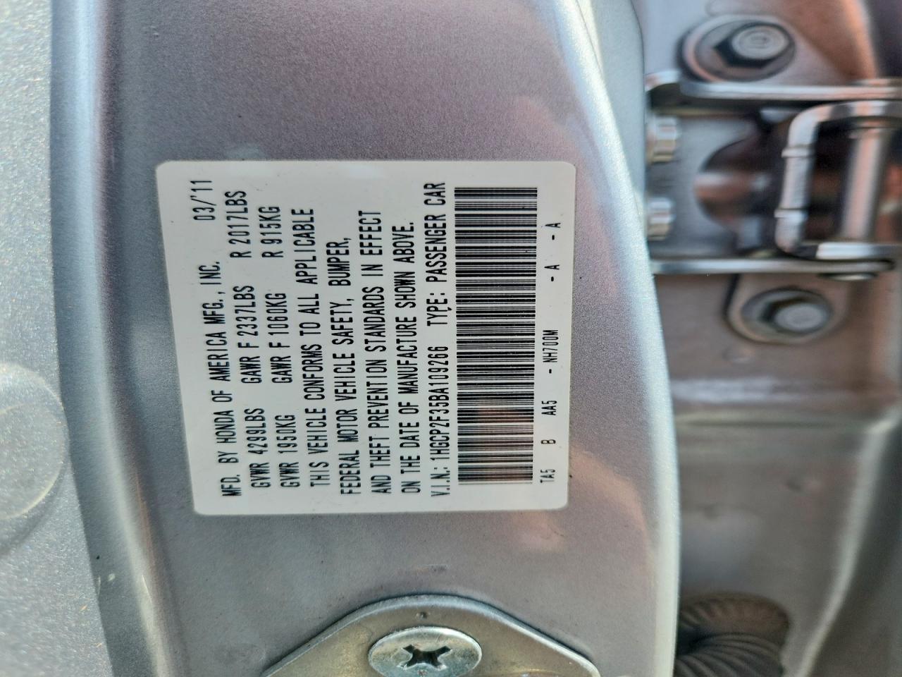 2011 Honda Accord Lx Silver vin: 1HGCP2F35BA109266