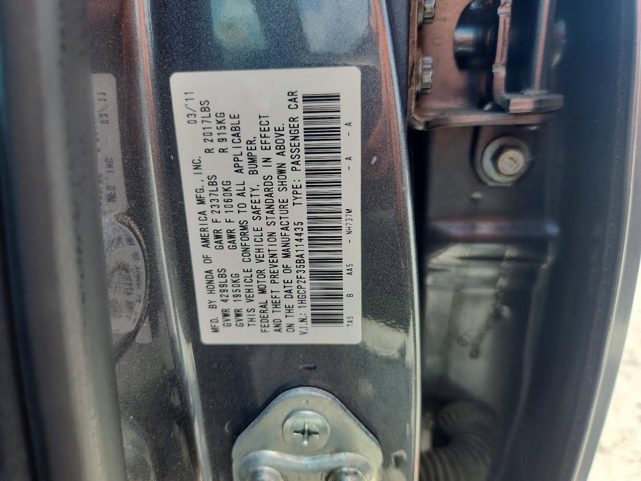 2011 Honda Accord Lx Gray vin: 1HGCP2F35BA114435
