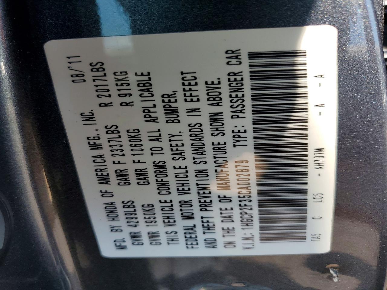 2012 Honda Accord Lx Gray vin: 1HGCP2F35CA002879