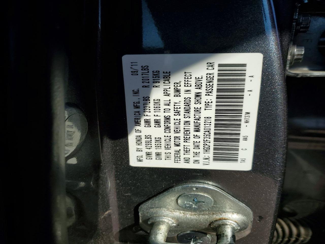2012 Honda Accord Lx Gray vin: 1HGCP2F35CA013218