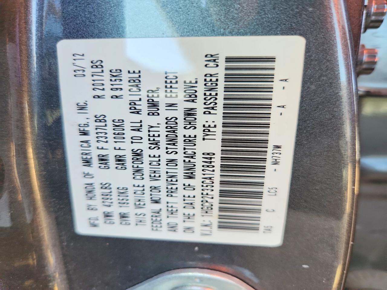 2012 Honda Accord Lx Gray vin: 1HGCP2F35CA128448