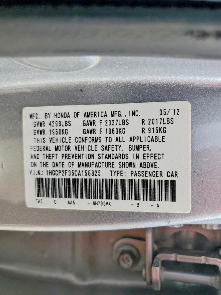 2012 Honda Accord Lx Серебряный vin: 1HGCP2F35CA158825