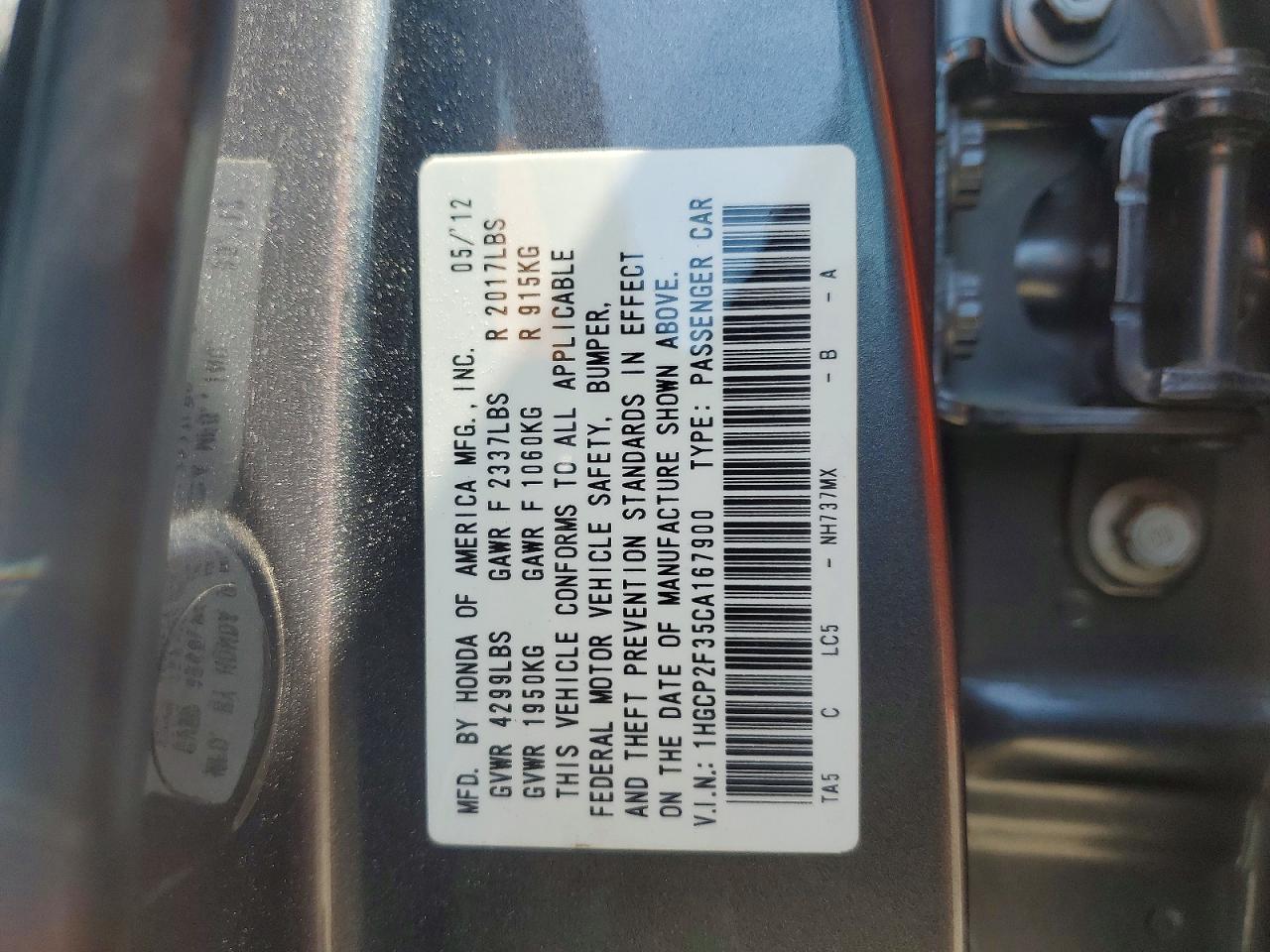 2012 Honda Accord Lx Orange vin: 1HGCP2F35CA167900