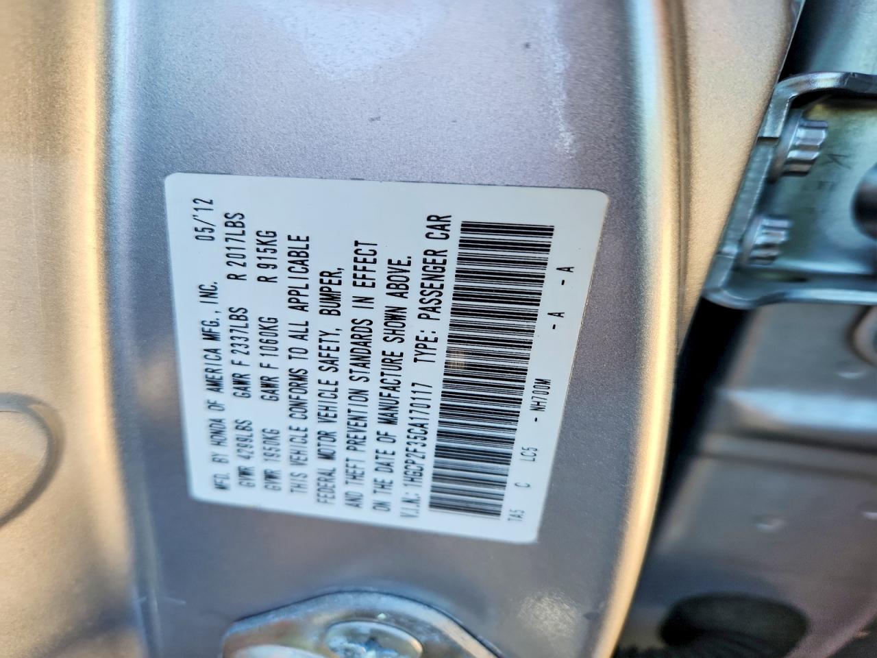 2012 Honda Accord Lx Серебряный vin: 1HGCP2F35CA170117